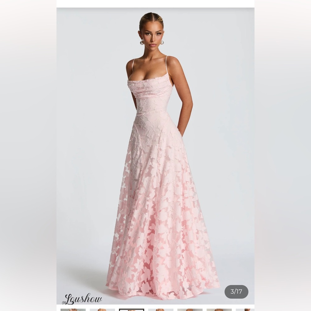Elegant Pink Floral Maxi Dress
